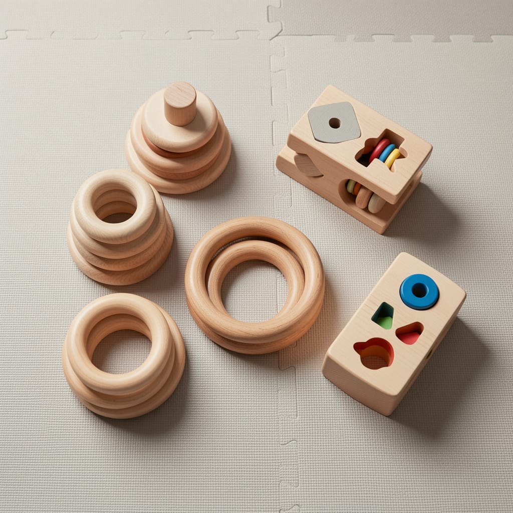 Wooden Montessori toys for 1 year old fine motor skills