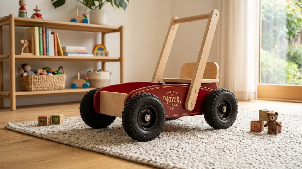 red vehicle themed push cars for toddlers with storage