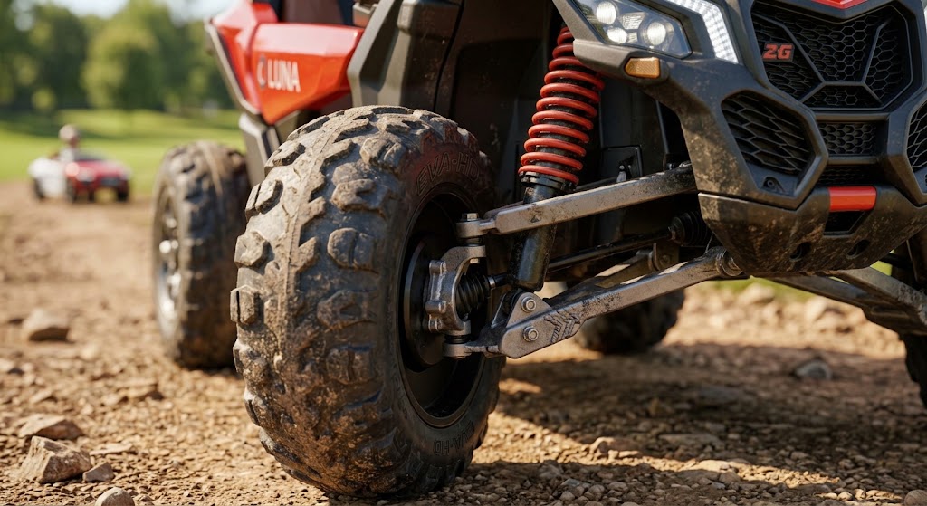 Heavy-duty EVA rubber tires on the Best 24V Ride-On Vehicles for Big Kids.
