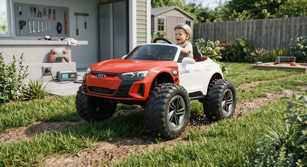 Outdoor off-road tires on the Best 12V Electric Ride-On Cars for 3-Year-Olds.